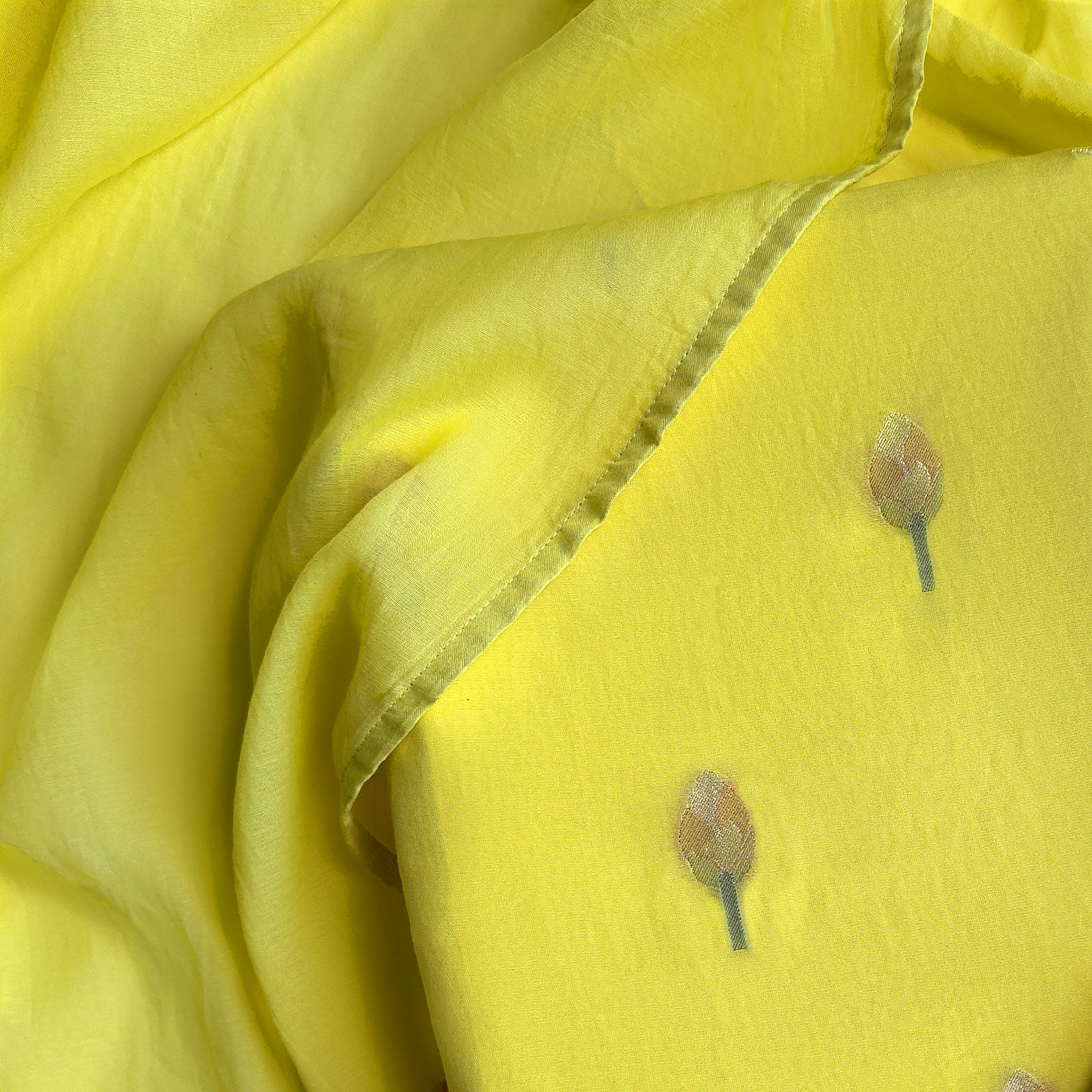 Lotus Jamdani Unstitched Suit Unstitched Suit Bright Yellow Suit Set