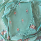 Lotus Jamdani Unstitched Suit Unstitched Suit Light Aqua Suit Set