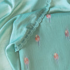 Lotus Jamdani Unstitched Suit Unstitched Suit Light Aqua Suit Set