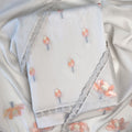 Lotus Jamdani Unstitched Suit Unstitched Suit Light Grey Suit Set