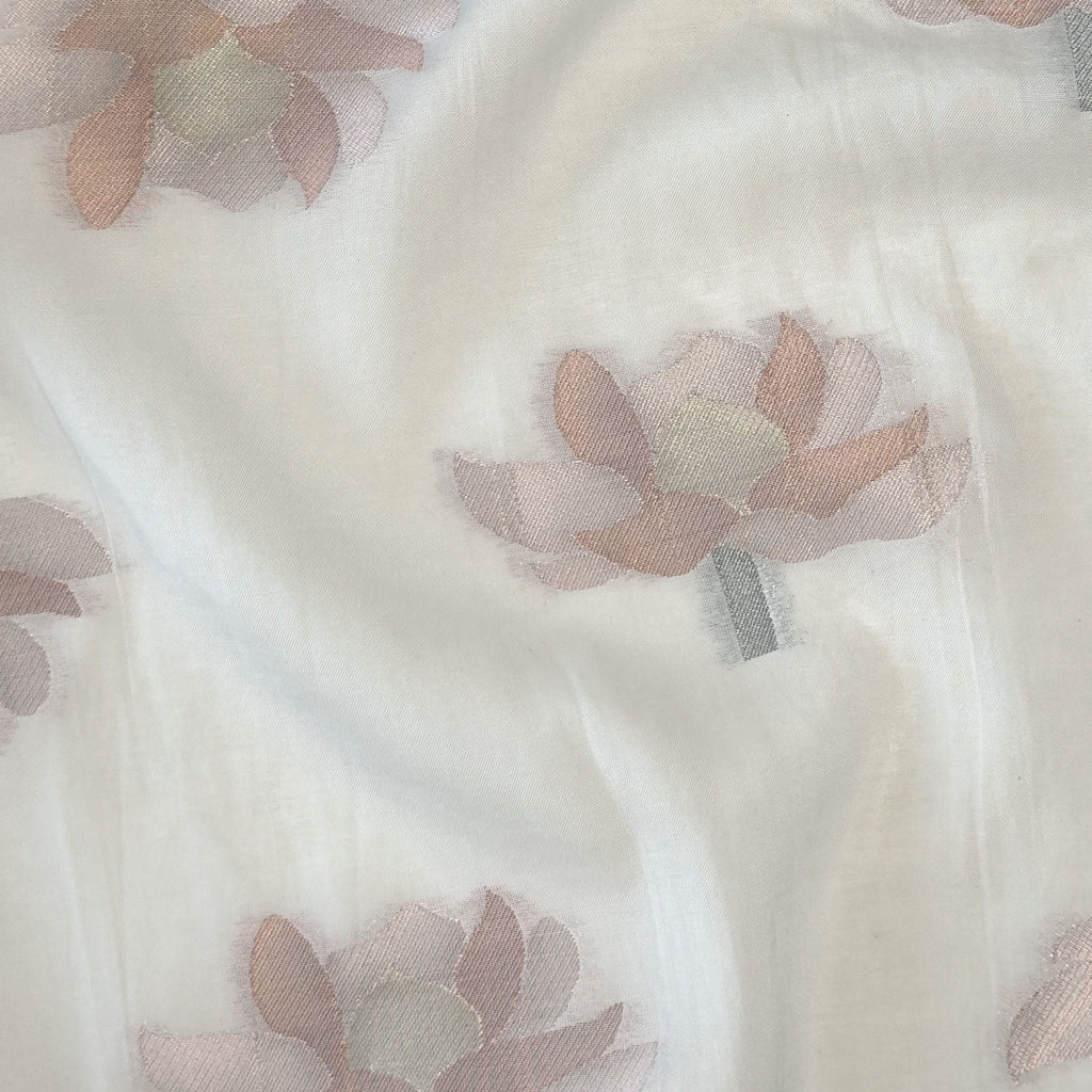 Lotus Jamdani Unstitched Suit Unstitched Suit Light Grey Suit Set