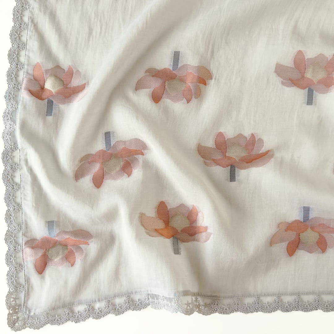 Lotus Jamdani Unstitched Suit Unstitched Suit Light Grey Suit Set