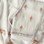Lotus Jamdani Unstitched Suit Unstitched Suit Light Grey Suit Set
