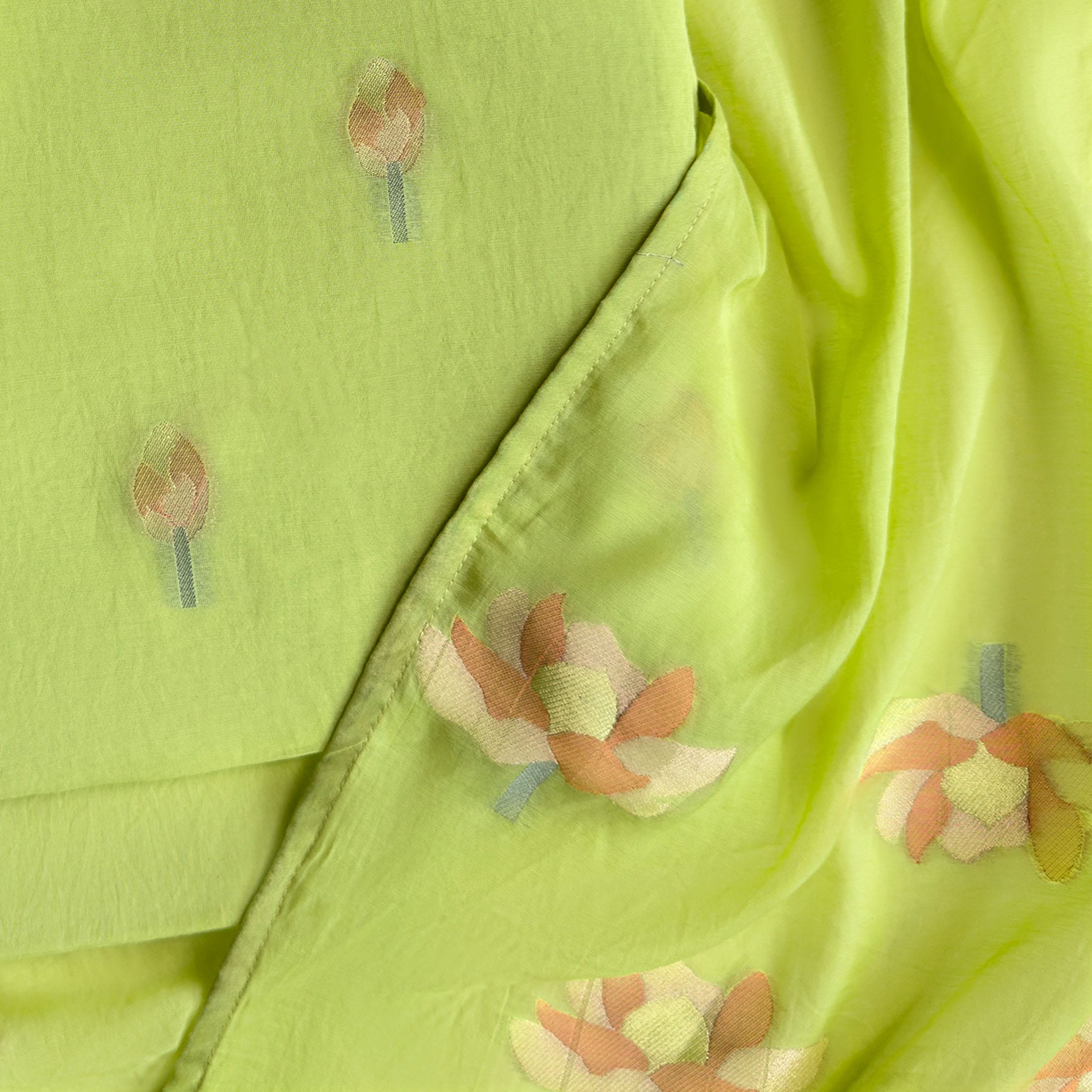 Lotus Jamdani Unstitched Suit Unstitched Suit Lime Green Suit Set