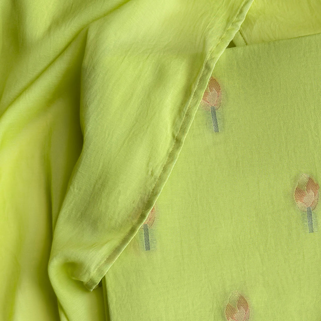 Lotus Jamdani Unstitched Suit Unstitched Suit Lime Green Suit Set
