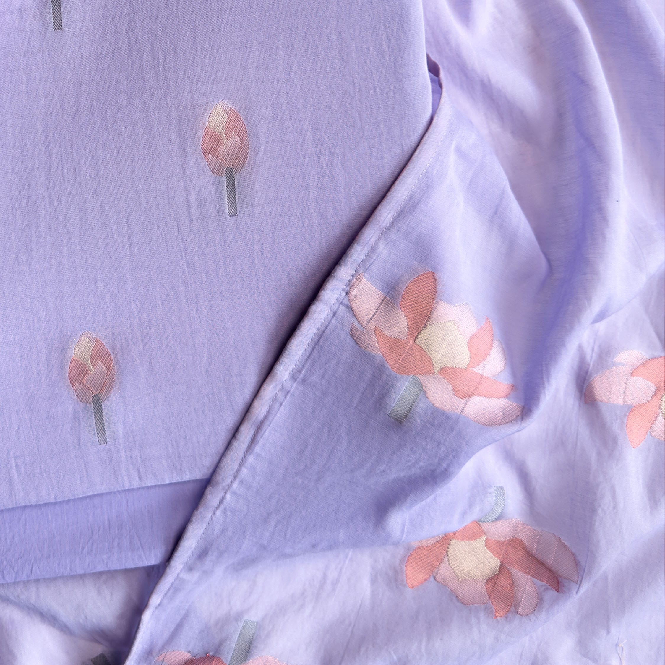 Lotus Jamdani Unstitched Suit Unstitched Suit Pastel Lilac Suit Set