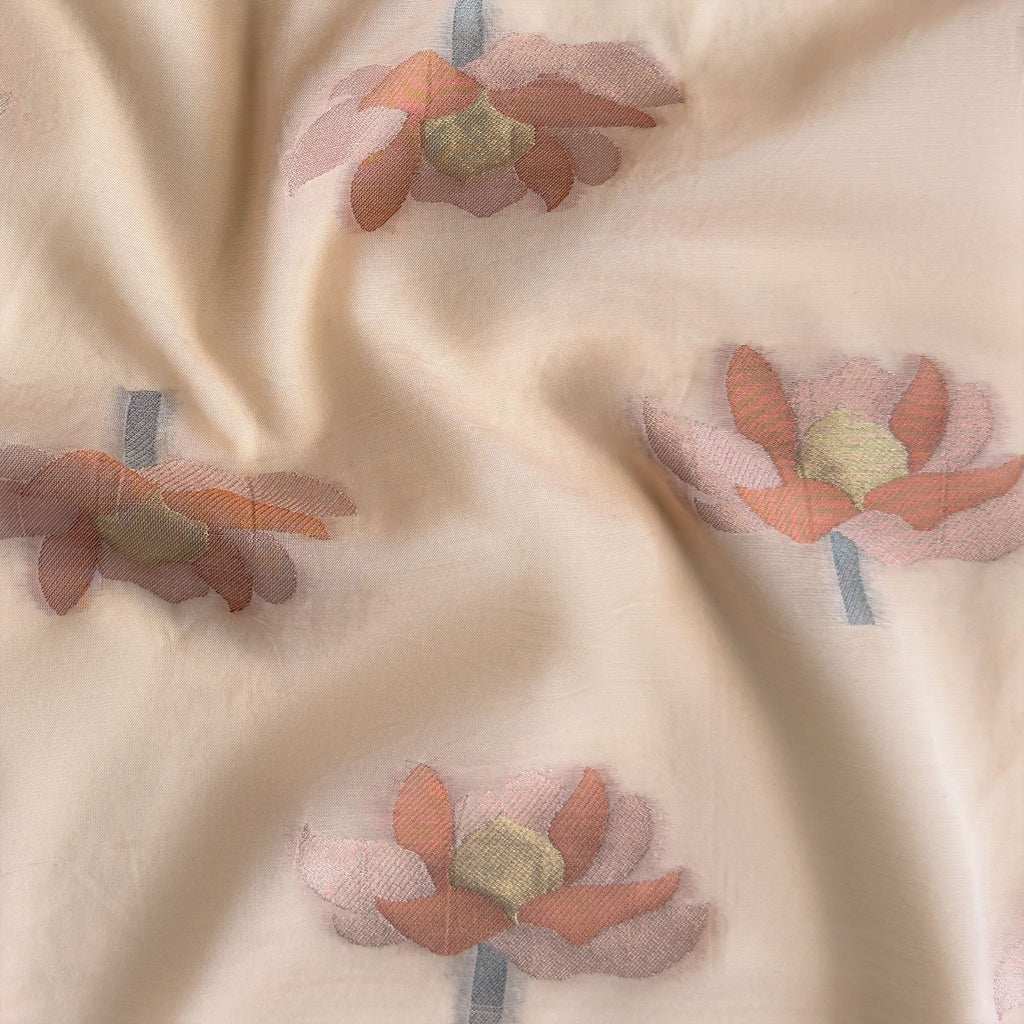Lotus Jamdani Unstitched Suit Unstitched Suit Salmon Peach Suit Set