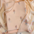 Lotus Jamdani Unstitched Suit Unstitched Suit Salmon Peach Suit Set