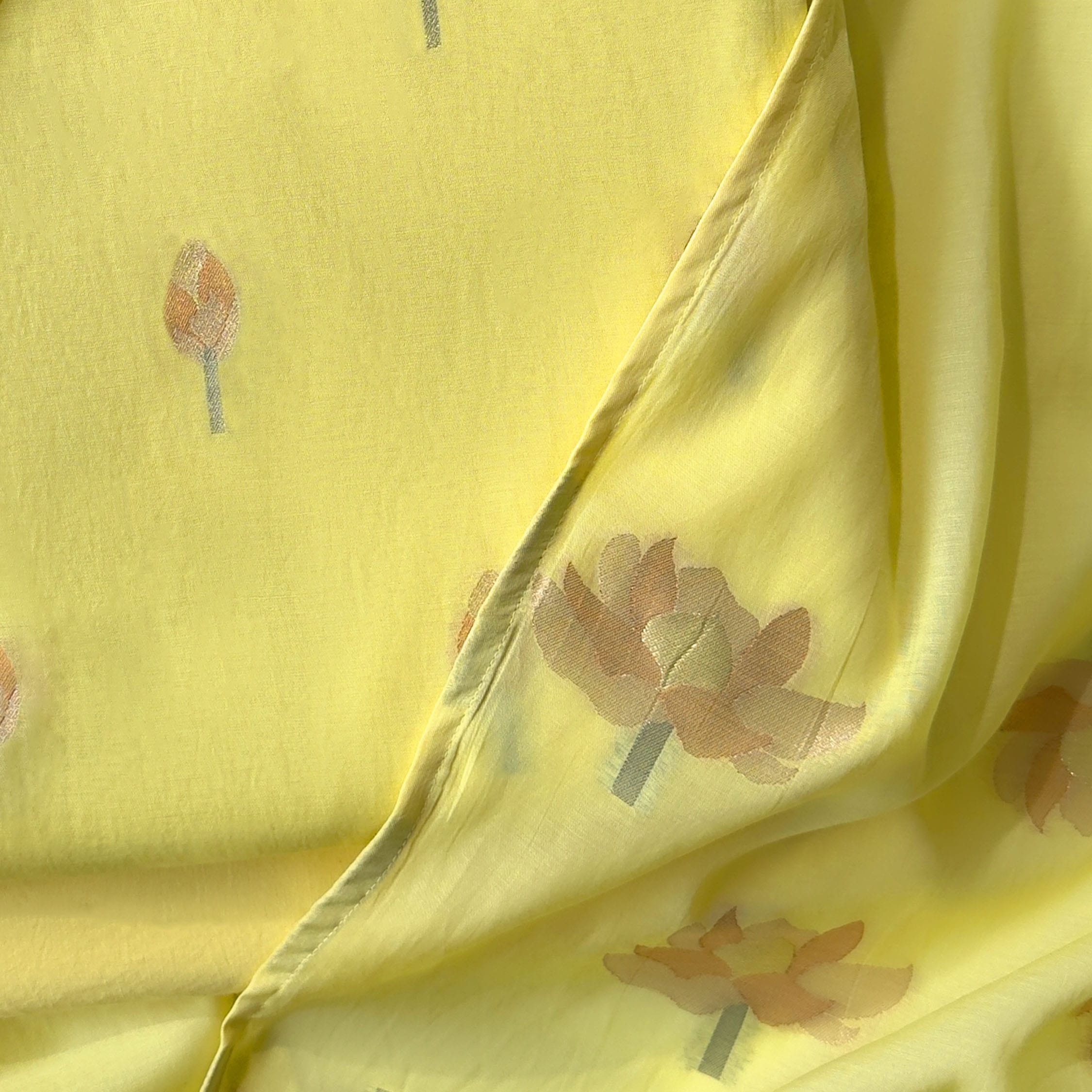 Lotus Jamdani Unstitched Suit Unstitched Suit Summer Yellow Suit Set