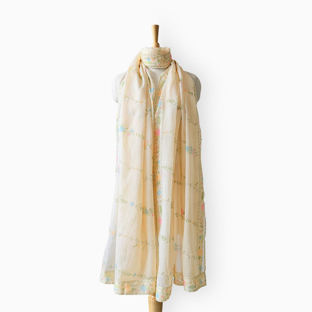 Mix Dupatta Dupatta Beige Mul Chanderi Dupatta