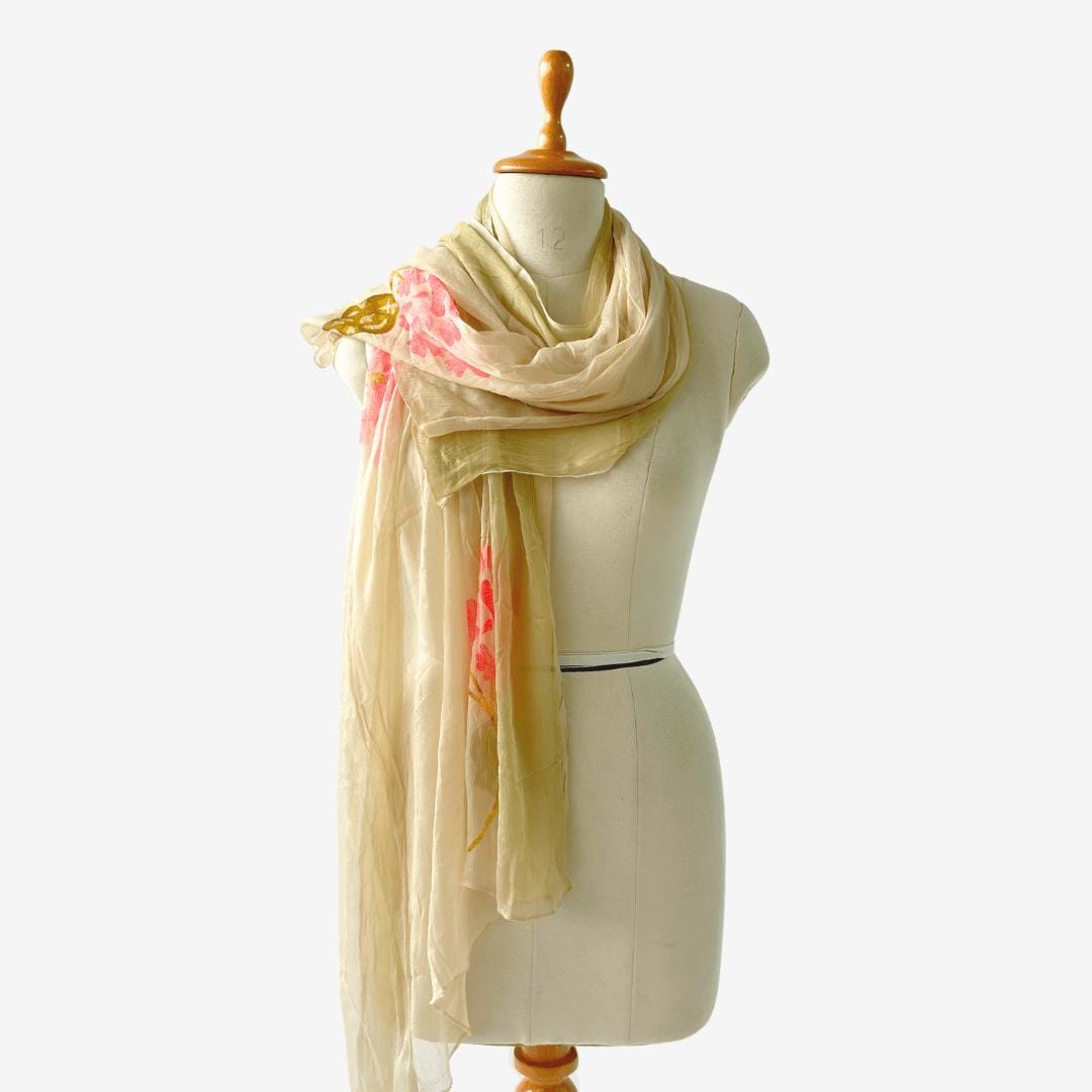 Mix Dupatta Dupatta Beige & Pink Chiffon Dupatta