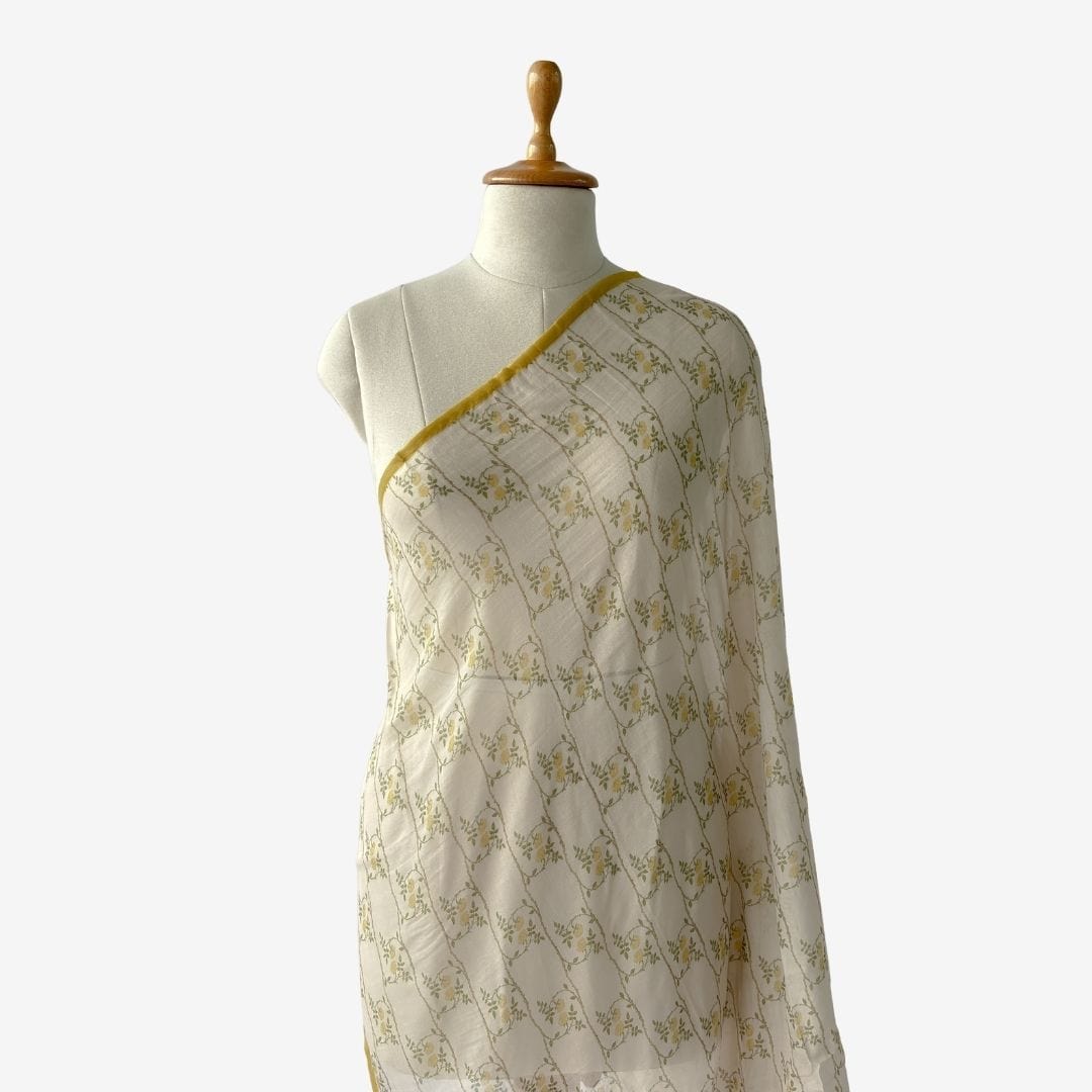 Mix Dupatta Dupatta Blooming Yellow Printed Soft Munga Dupatta (Width 40 Inches)