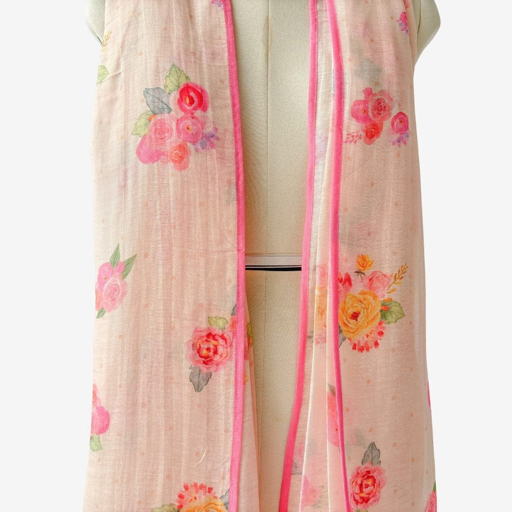 Mix Dupatta Dupatta Blush Pink Printed Pure Linen Dupatta
