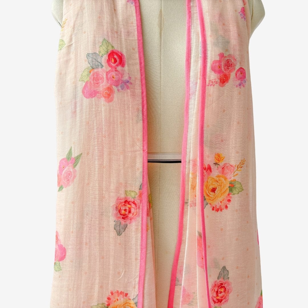 Mix Dupatta Dupatta Blush Pink Printed Pure Linen Dupatta