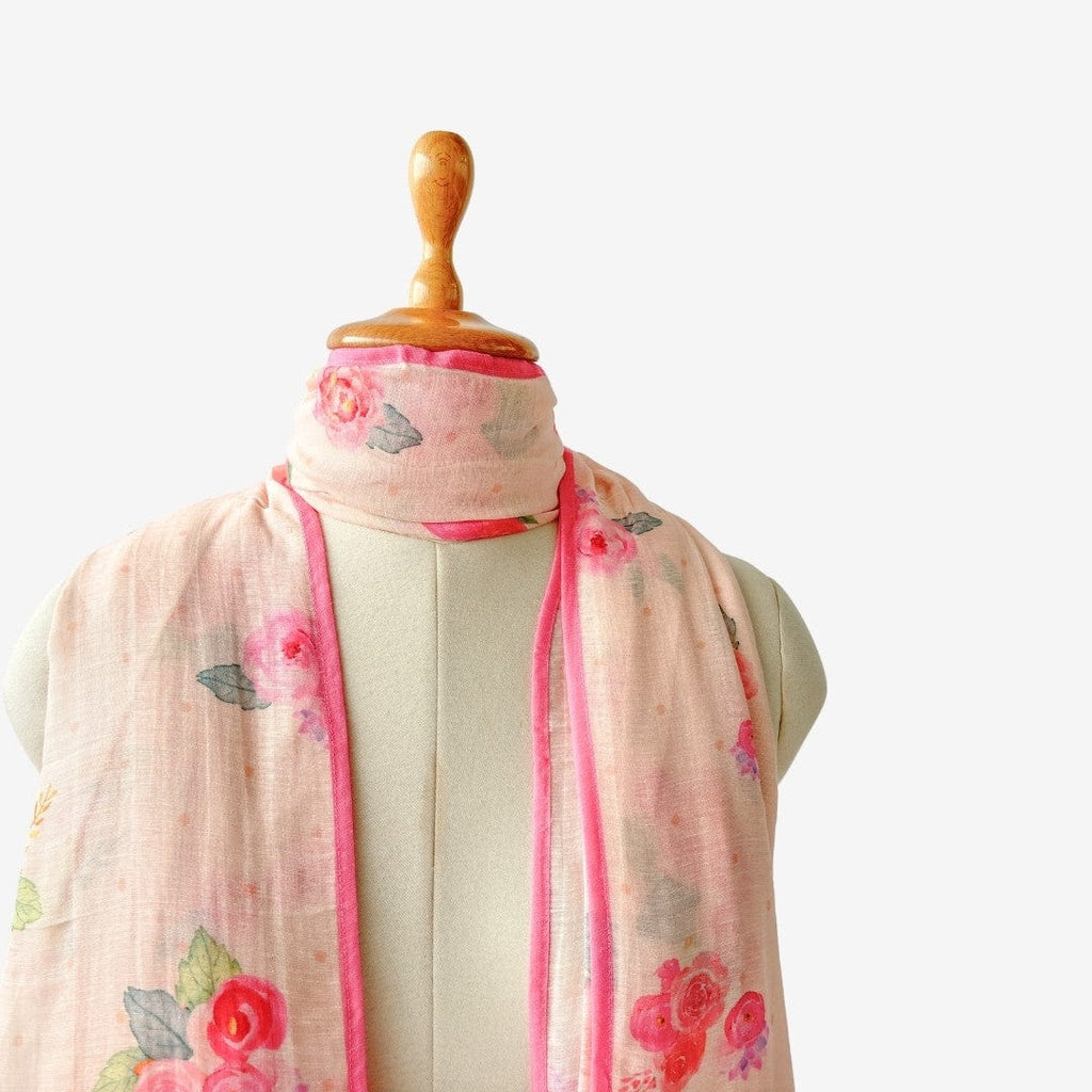 Mix Dupatta Dupatta Blush Pink Printed Pure Linen Dupatta