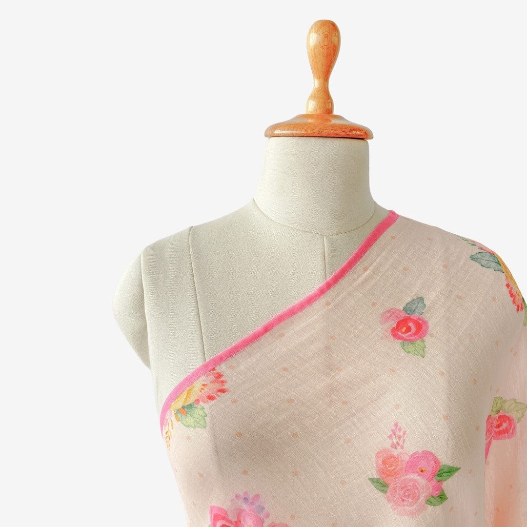 Mix Dupatta Dupatta Blush Pink Printed Pure Linen Dupatta