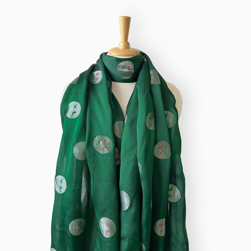 Mix Dupatta Dupatta Bottle Green Satin Dupatta