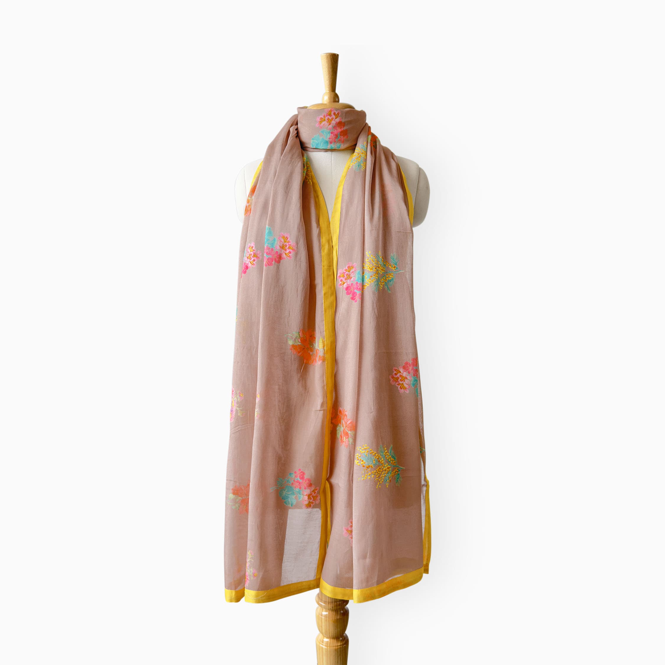 Mix Dupatta Dupatta Brown & Yellow Mul Chanderi Dupatta