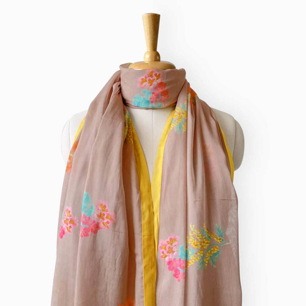 Mix Dupatta Dupatta Brown & Yellow Mul Chanderi Dupatta