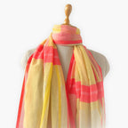 Mix Dupatta Dupatta Coral Pink & Yellow Linen Dupatta
