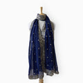 Mix Dupatta Dupatta Dark Blue Traditional Woven Pure Organza Dupatta