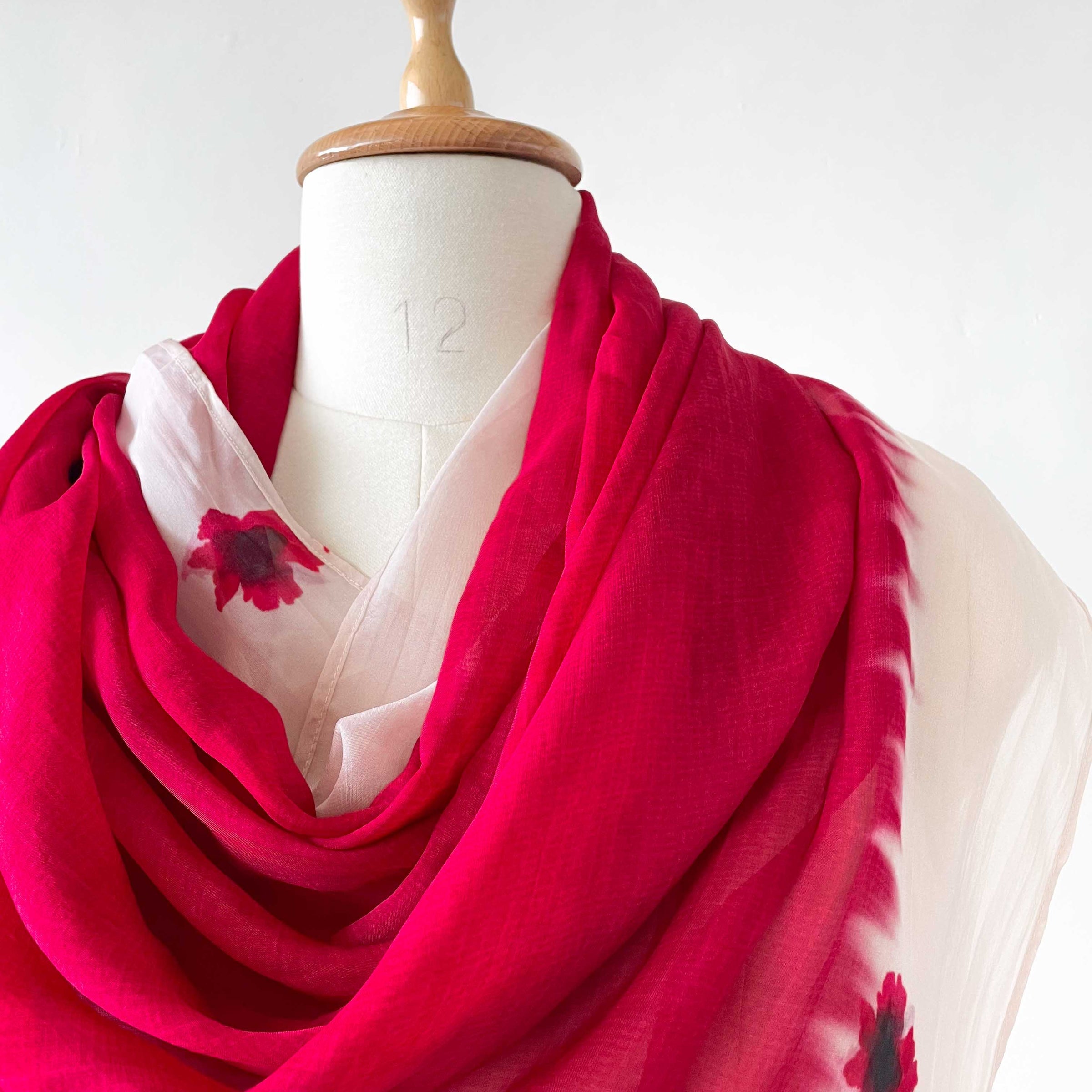 Mix Dupatta Dupatta Deep Red & Beige Abstract Floral Digital Printed Pure Organza Dupatta (Width 40 Inches)