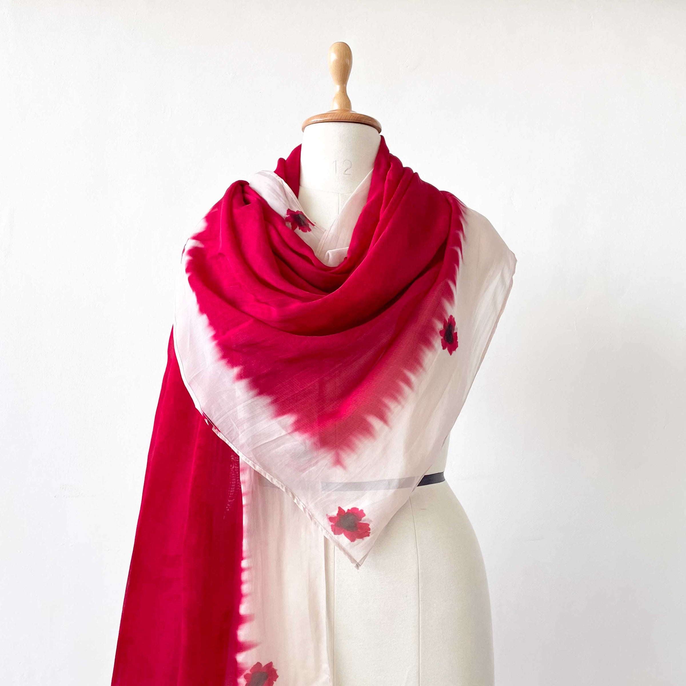 Mix Dupatta Dupatta Deep Red & Beige Abstract Floral Digital Printed Pure Organza Dupatta (Width 40 Inches)