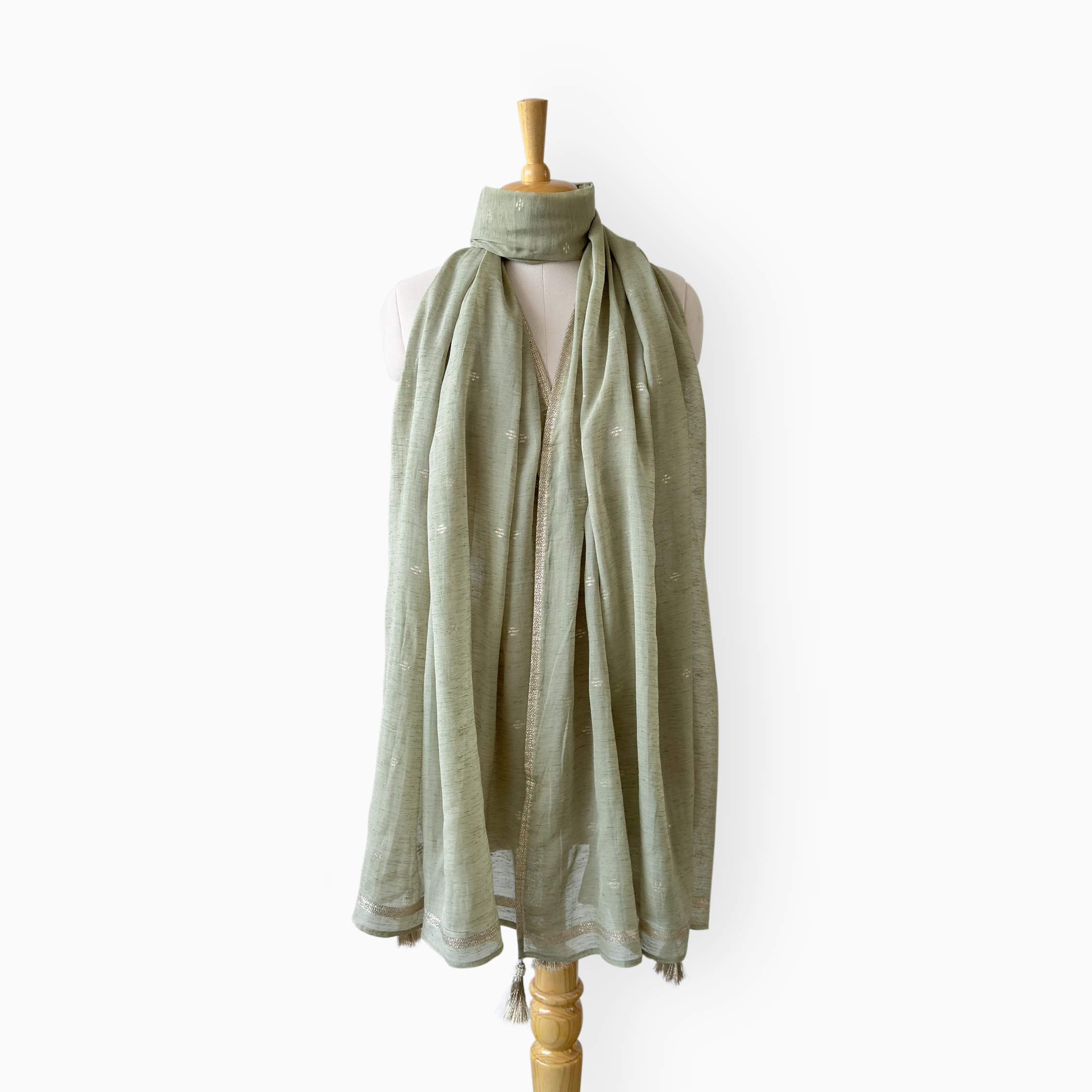 Mix Dupatta Dupatta Dusty Green Linen Dupatta
