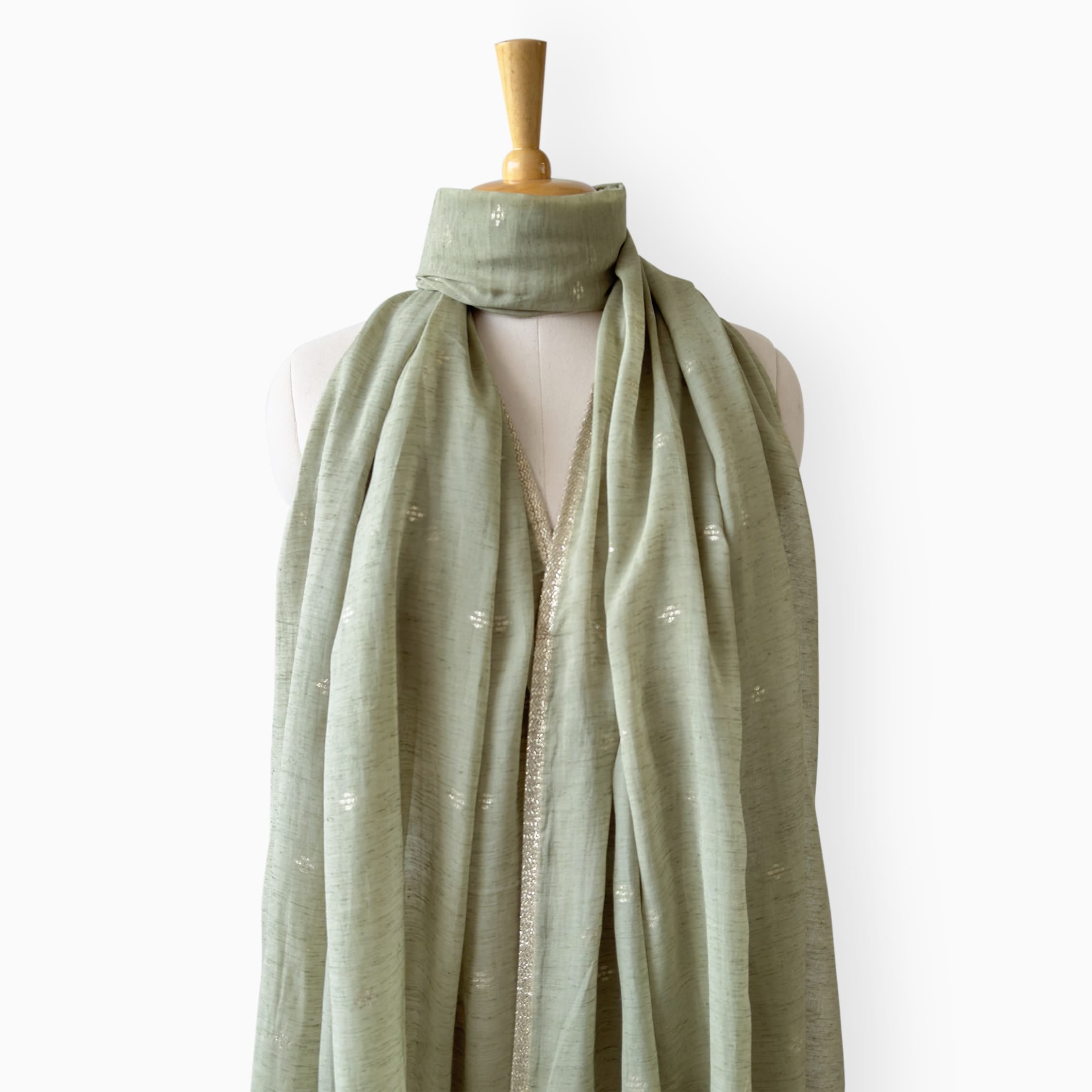 Mix Dupatta Dupatta Dusty Green Linen Dupatta