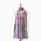 Mix Dupatta Dupatta Dusty Lilac Garden Of Marrigold Woven Applique Pure Mul Chanderi Dupatta
