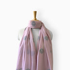 Mix Dupatta Dupatta Dusty Lilac Garden Of Marrigold Woven Applique Pure Mul Chanderi Dupatta