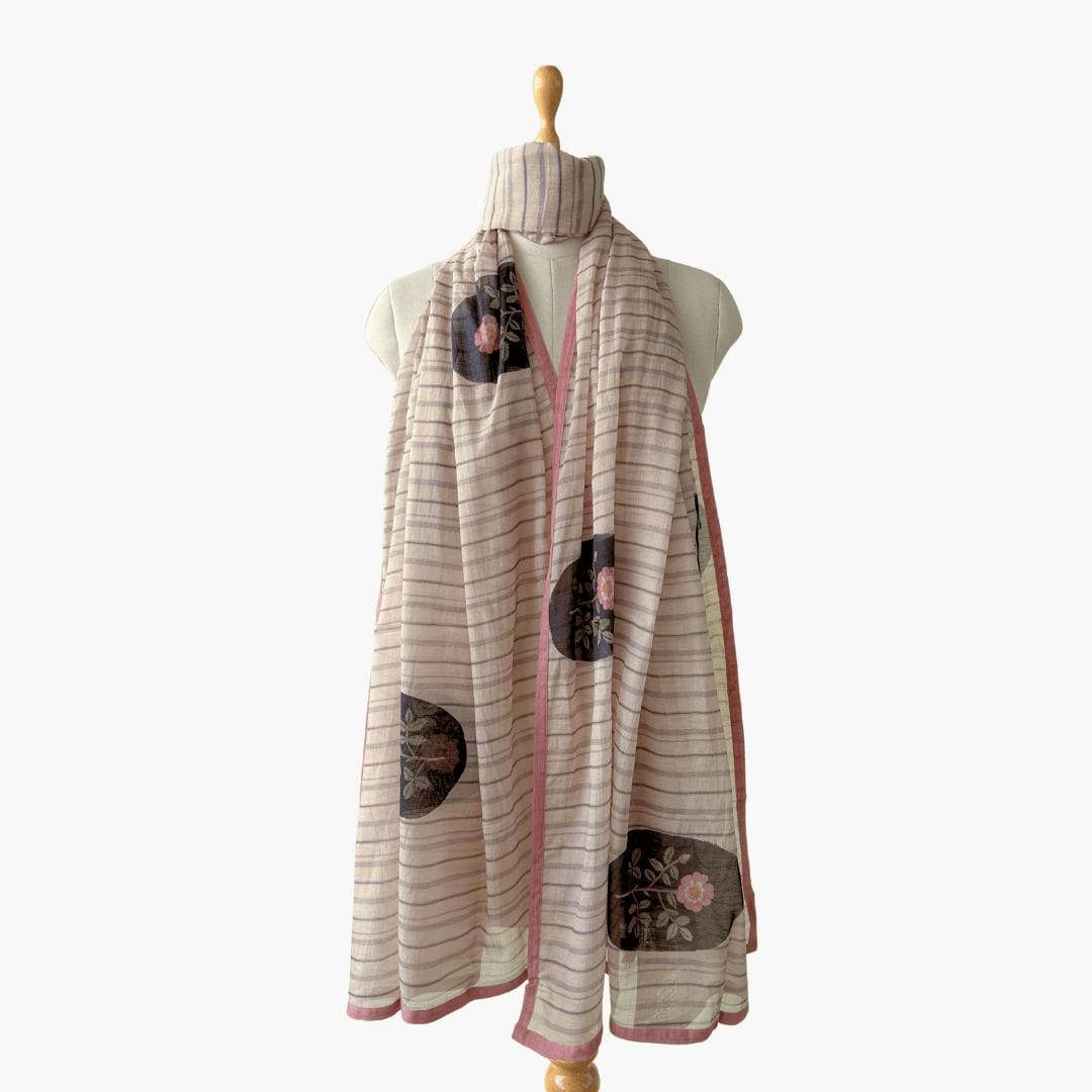 Mix Dupatta Dupatta Dusty Pink & Black Chanderi Dupatta