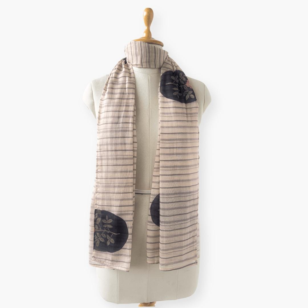 Mix Dupatta Dupatta Dusty Pink & Black Chanderi Stole