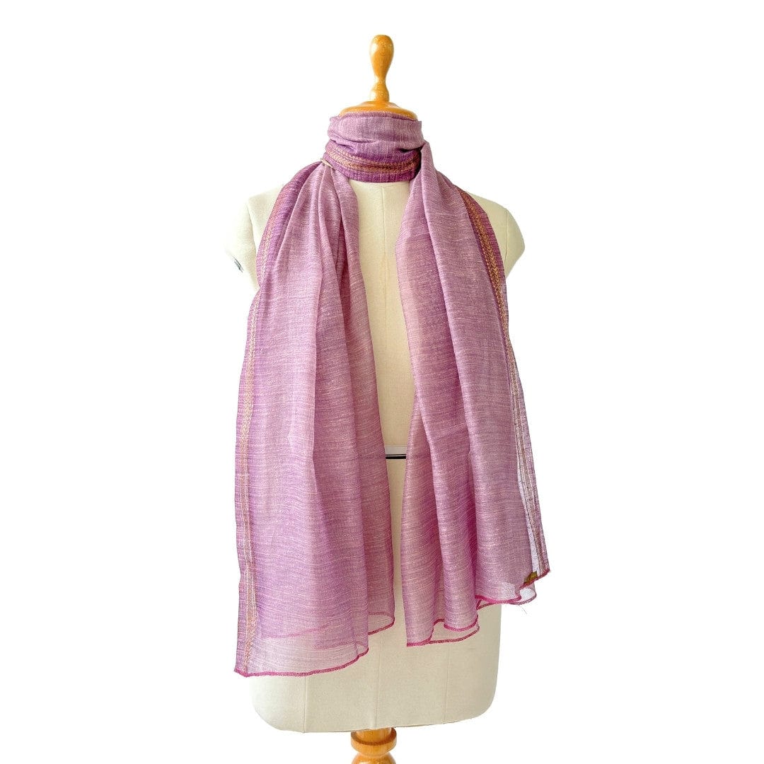 Mix Dupatta Dupatta Dusty Purple Texture Printed Chanderi Stole (Width 36 Inches | 2 Meter)