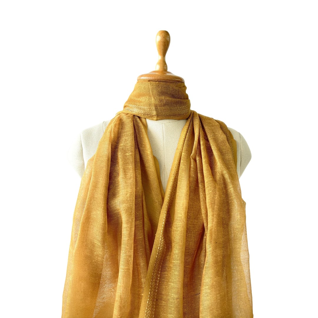 Mix Dupatta Dupatta Golden Mustard Woven Chanderi Dupatta (Width 38 Inches | 2.4 Meter)