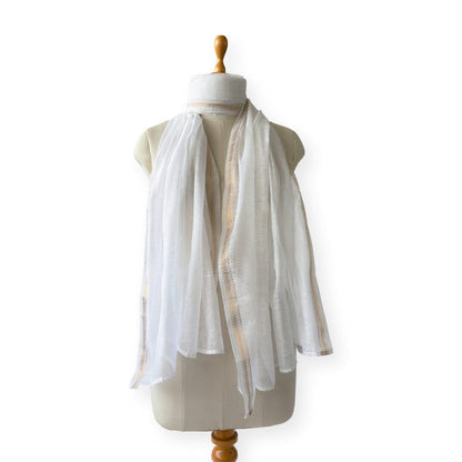 Mix Dupatta Dupatta Golden White Woven Chanderi Dupatta (Width 38 Inches | 2.4 Meter)