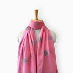 Mix Dupatta Dupatta Hot Pink Garden Of Marrigold Woven Applique Pure Mul Chanderi Dupatta