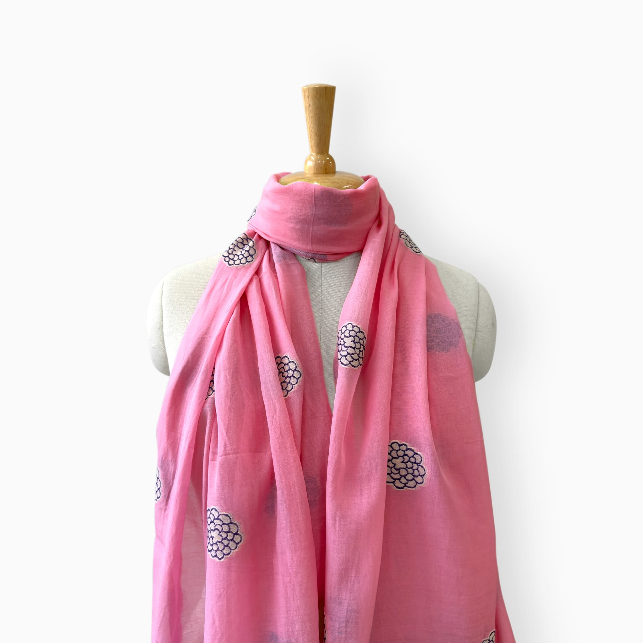 Mix Dupatta Dupatta Hot Pink Garden Of Marrigold Woven Applique Pure Mul Chanderi Dupatta
