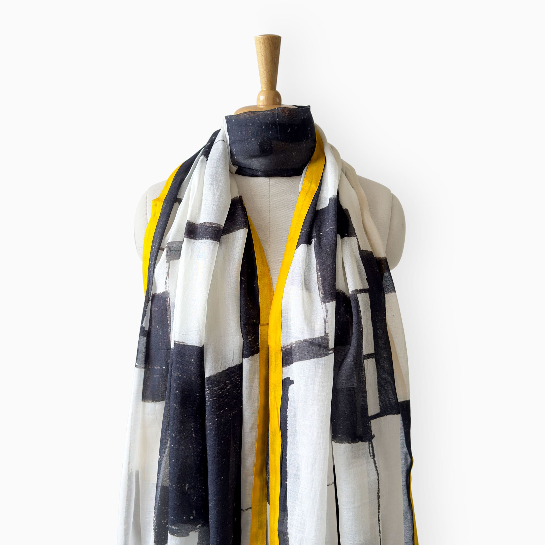 Mix Dupatta Dupatta Ivory & Black Mul Chanderi Dupatta
