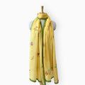 Mix Dupatta Dupatta Lemon Yellow Floral Printed Pure Linen Dupatta