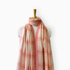 Mix Dupatta Dupatta Light Peach Printed Madras Checks Pure Linen Duppata