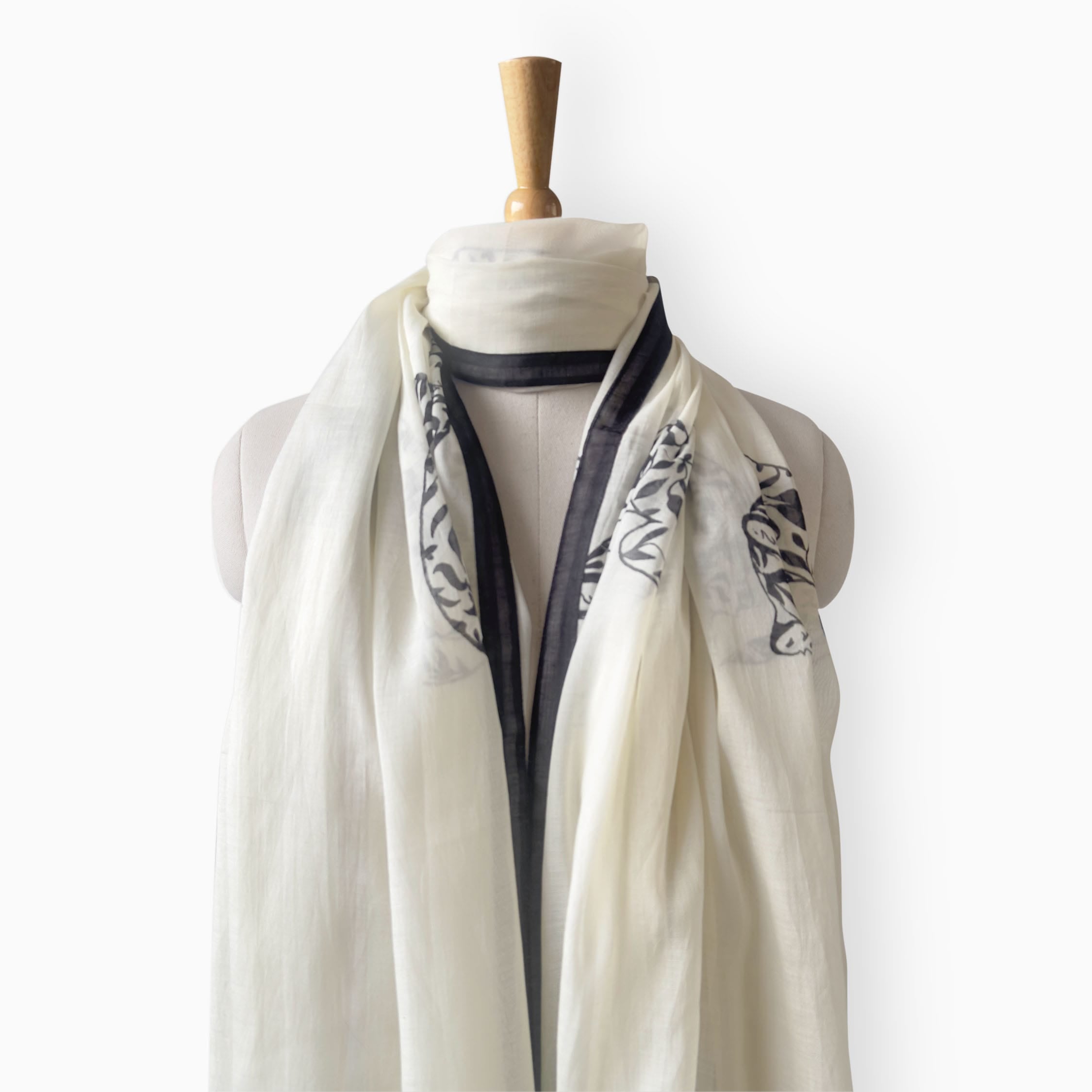 Mix Dupatta Dupatta Off-White & Black Mul Chanderi Dupatta