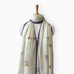 Mix Dupatta Dupatta Off-White & Dusty Violet Mul Chanderi Dupatta