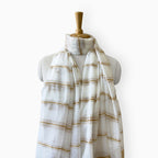 Mix Dupatta Dupatta Off-White & Golden Stripes Woven Pure Mul Chanderi Dupatta