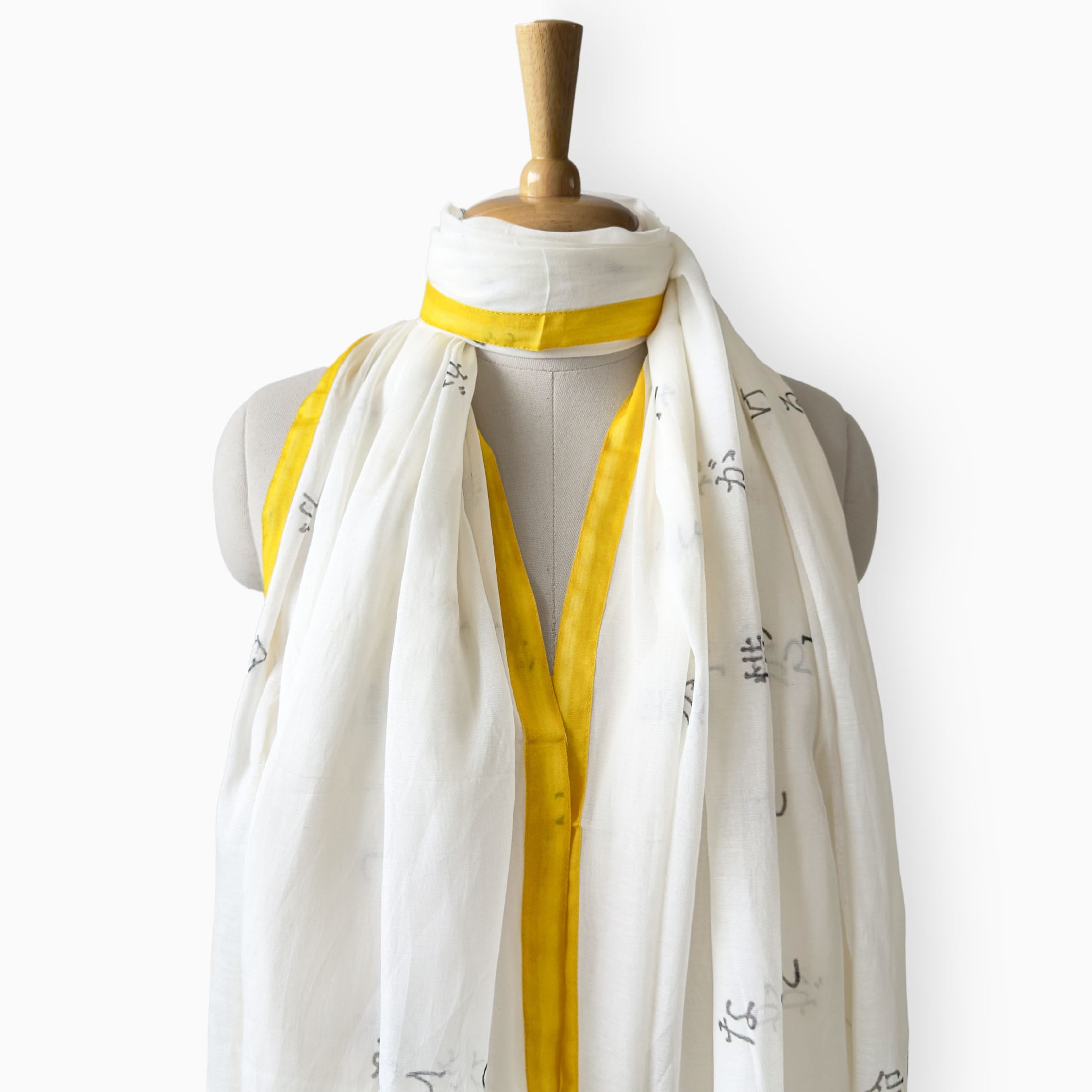 Mix Dupatta Dupatta Off-White & Yellow Mul Chanderi Dupatta
