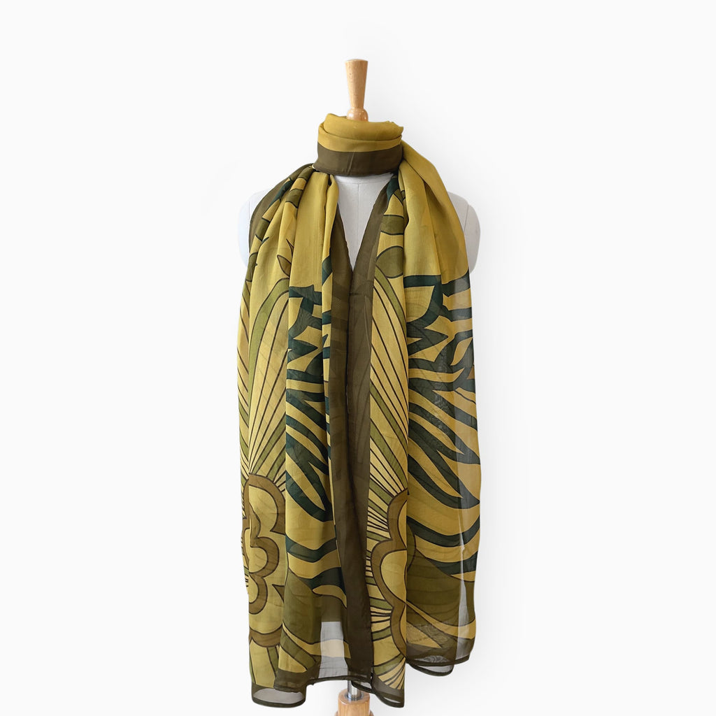Mix Dupatta Dupatta Olive Green Magical Forest Printed Pure Organza Dupatta