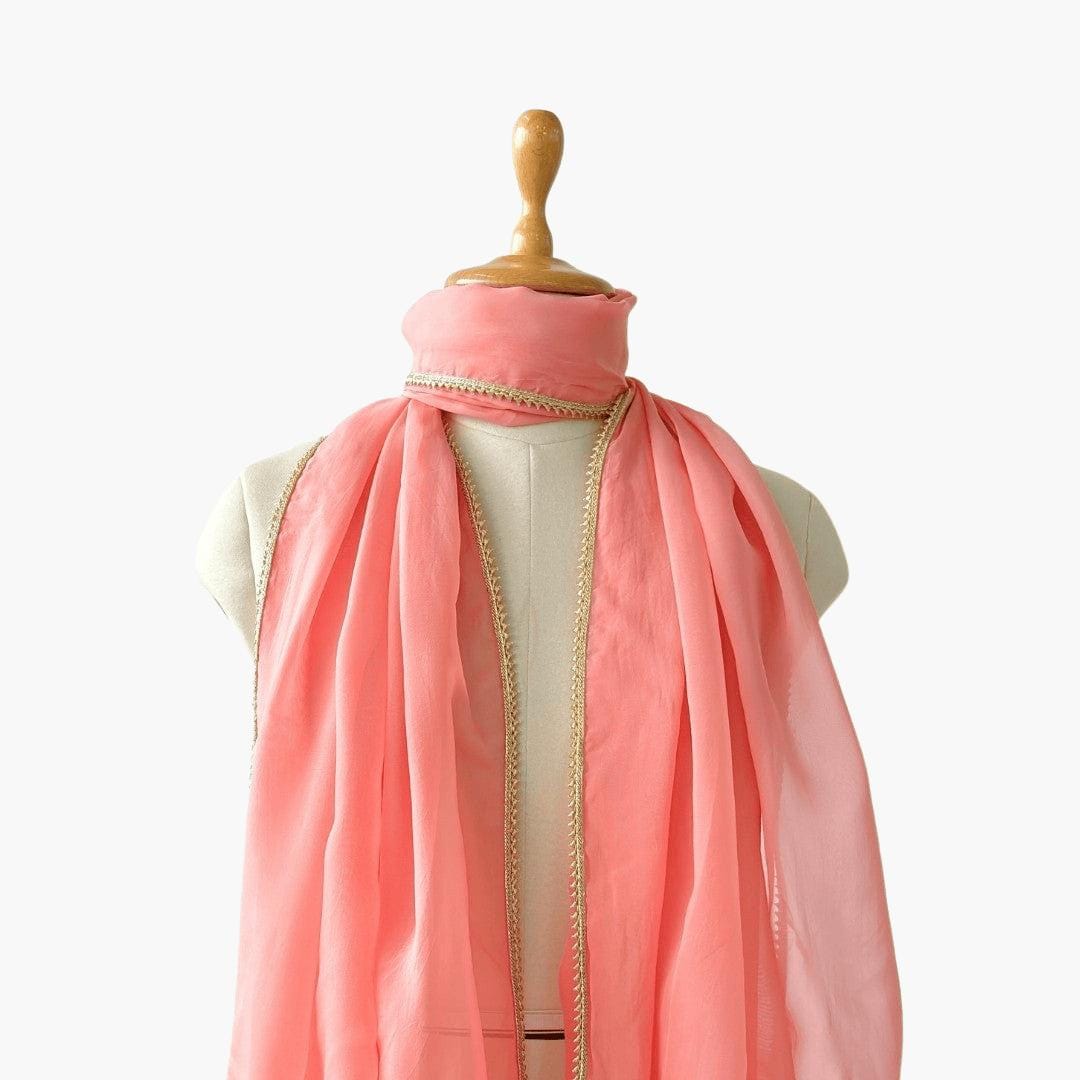 Mix Dupatta Dupatta Peach Pink Organza Dupatta