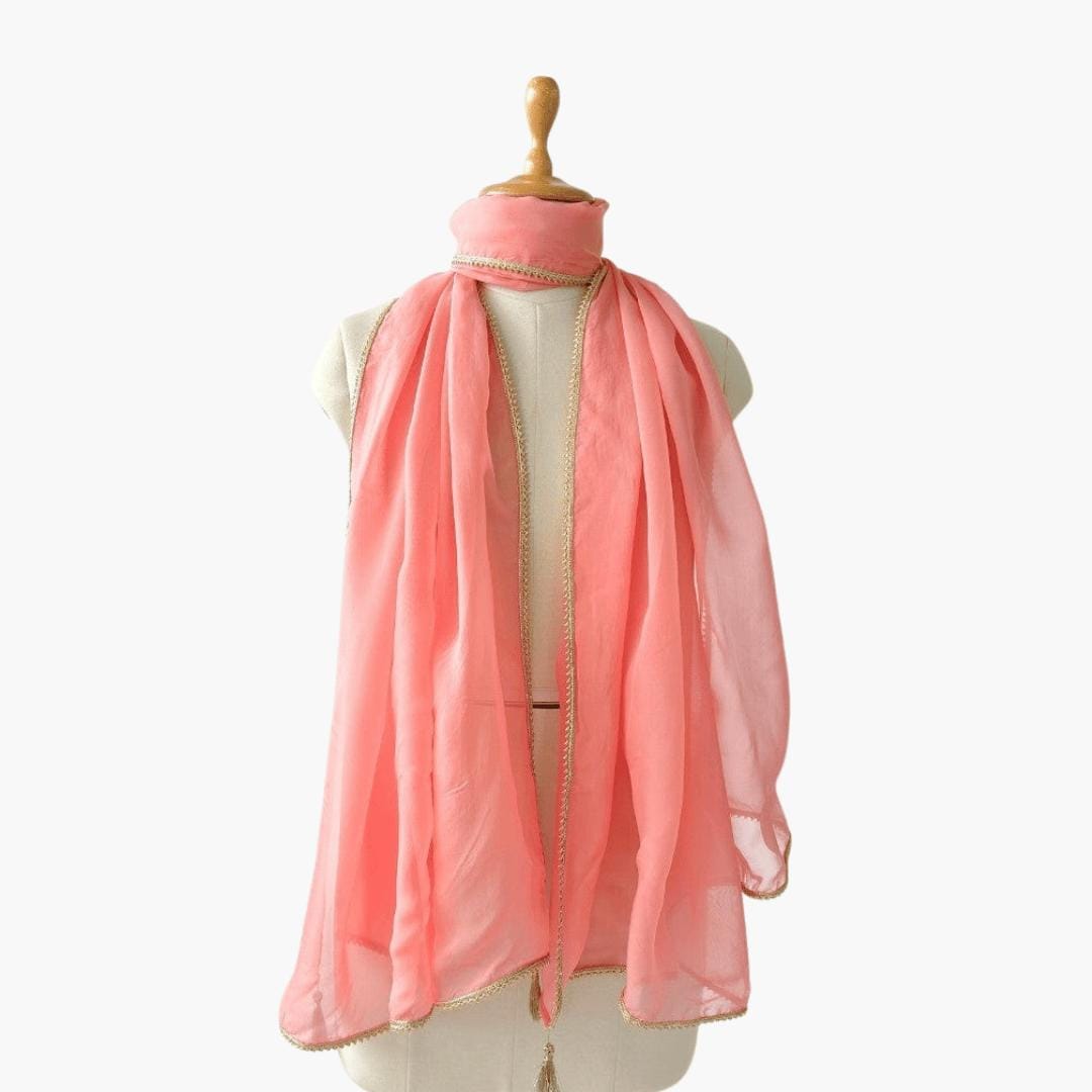 Mix Dupatta Dupatta Peach Pink Organza Dupatta