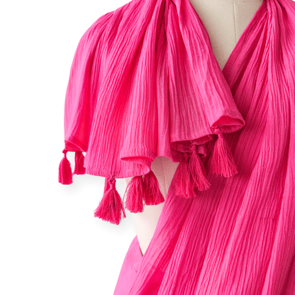 Mix Saree Saree Bright Pink Hand-Dyed Soft Cotton Wrinkle Saree