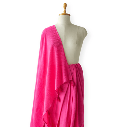 Mix Saree Saree Bright Pink Hand-Dyed Soft Cotton Wrinkle Saree